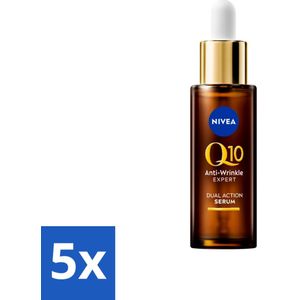 5 x NIVEA - Gezichtsserum - Q10 Dubbele Werking Anti-Rimpel - Dubbele werking - Vermindert & voorkomt rimpels - 30 ml - Anti-aging Serum - Rimpel Serum - Q10 Serum - Glycatie Serum - Anti-aging