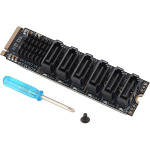 EGoods - M.2 naar SATA3.0 adapterkaart voor harde schijf uitbreiding - 6-poorts, ASM1166 chipset, PCIE3.0, 6Gbps dataoverdracht.