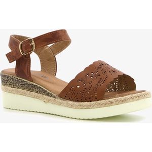 Blue Box dames sandalen met sleehak - Cognac - Maat 39