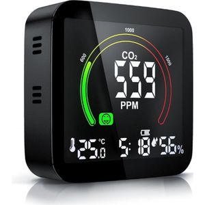 Co2 Meter - Co2 Meter Binnen - Thermometer - Hygrometer - Co2 Monitor - Luchtvochtigheid - Hygrometer Binnen - Luchtvochtigheidsmeter - Temperatuurmeter Binnen - Thermometer Binnen - Co2 Melder - Co2 Meter Luchtkwaliteitsmeter - Co2 Monitor - Wekker