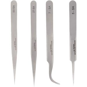 Stainless Steel Antimagnetic Acid Resistant Tweezers High Hardness Watch Repair Tool Professional Stainless Steel Precision Tweezer Set Accessory(27-SA)