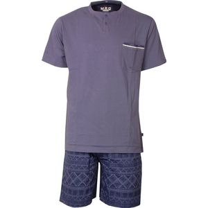 MEQ Heren Shortama - Pyjama Set - Borstzakje - Blauw - Maat S