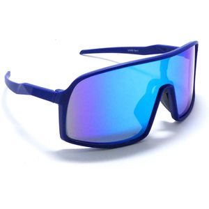 Colombière Blue- Matt Blauw Sportbril met UV400 Bescherming - Unisex & Universeel - Sportbril - Zonnebril voor Heren en Dames - Fietsaccessoires