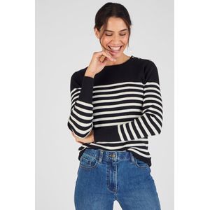 Damart - Thermolactyl effen of gestreepte ribtrui - Dames - Zwart - XS