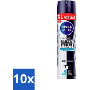 Nivea - Deospray - Men - Invisible Black & White Active - 250 ml - Bulkverpakking - 10 stuks