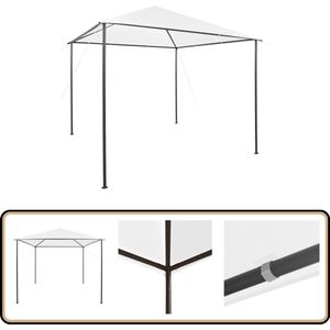 vidaXL Prieel 3x3m wit met stevig oxford dak Tuinpaviljoen - Prijzel - Overkapping - Buitendecoratie - Tuindeco