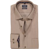 OLYMP Luxor modern fit overhemd - structuur - noga bruin - Strijkvrij - Boordmaat: 46