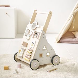 Petite Amélie ® Houten Loopwagen 1 jaar - Babywalker als Looptrainer - Stimuleert motoriek & eerste stapjes - Eindeloos speelplezier (van Xylofoon, vormenstoof tot spiegeltje) - Lara