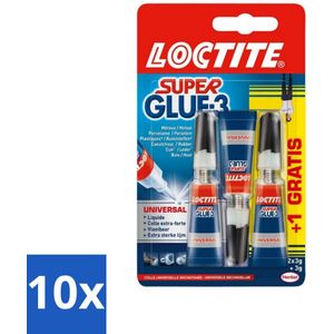 10 x Loctite - Secondelijm - Super Glue Precision - 7,5 Gram - Sterke Lijm - Snel Drogend - Waterbestendig - Sta-flacon