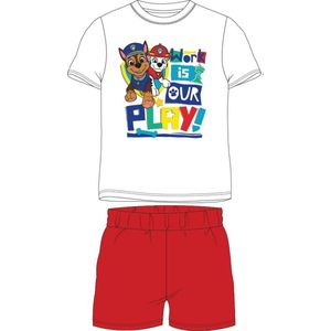 Paw Patrol shortama/pyjama work is our play katoen wit/rood maat 122