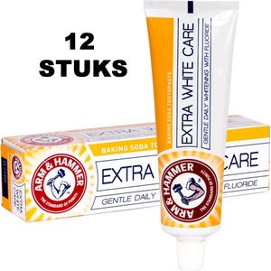 12 Tubes Arm & Hammer - Whitening - Tandpasta - Extra White - 125 gram - Baking Soda - Witte Tanden - Wittere Tanden - Tandpasta Whitening - Voordeelverpakking