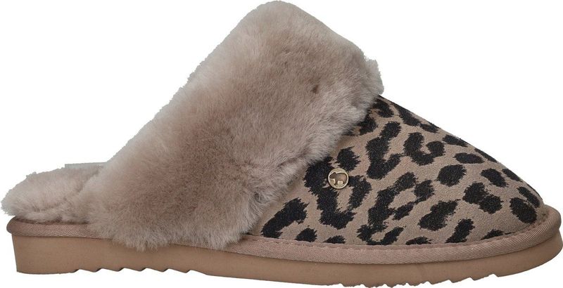 Warmbat - Collie Print Panther - Dames Sloffen - Taupe