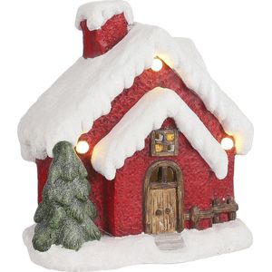 House of Seasons Kersthuisje met Verlichting - L29 x B19 x H31 cm - Rood