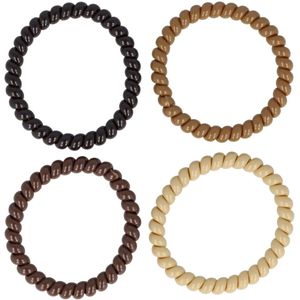 Haarsoires Haarelastieken Invisibobble - Smal - Telefoondraad - Bruin Beige - Set van 4 - Spiraal Haar Elastieken - Haarvriendelijk