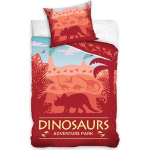 Dinosaurus Dekbedovertrek Rood 140 X 200 Cm 70 X 90 Cm ��– Katoen