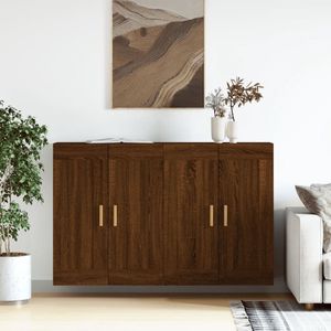 The Living Store Wandmeubel Bruineiken Opbergkast - 69.5 x 34 x 90 cm - Stevig Hout