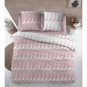 Sleepnight - Katoen Pink, White Print - LP003196 - B 240 x L 220 cm - Lits-jumeaux - Omkeerbaar