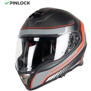 Motor Integraal Integraalhelm CONTINENTAL CARBON STICKER MAT 22,06 Koolstof Grijs/Rood XS van MOTOBLOUZ