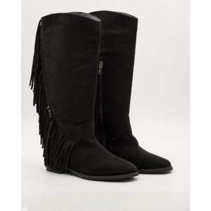 Dames Cowboylaarzen - Zwart - Suedine - Maat 36 -