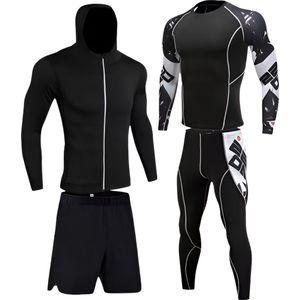E-shop4u® - Winter Thermokleding Set Mannen - 4-delig Thermisch Ondergoed - Heren - Compressie - Snel Drogend - Ademend - Lente/Zomer/Herfst/Winter - Maat XXL - Zwart/Wit