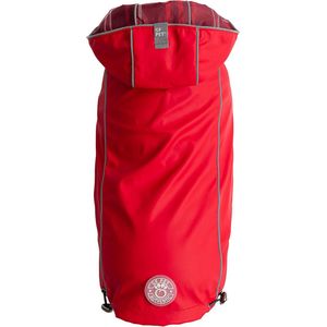 GF Pet Reversible ElastoFit Raincoat - Regenjas Hond - Waterdichte Hondenkleding - Maat M Hondenjas Ruglengte 38cm - Rood