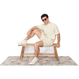 Trendyol Ecru Premium Oversized Ottoman T-Shirt Met Ronde Hals En Korte Mouwen Met Textuur Tmnss23Ts00081