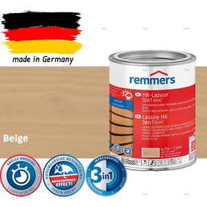 Remmers HK Lazuur 3-in-1 [plus] Beige - Premium Houtbeits voor Buiten | Transparant, Sneldrogend, Oplosmiddelarm | 0,75Liter