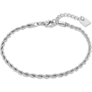 Twice As Nice Enkelband in edelstaal, gedraaide ketting, 2,3 mm 16 cm+3 cm