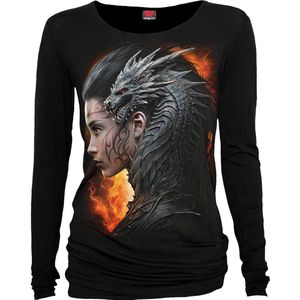 Spiral Draco Queen - Longsleeve Dames Shirt met lange mouwen - zwart - XXL