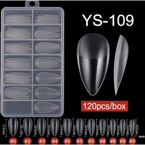 Nifkos 109 - Oval Almond Long Binnen en Buiten Full Frosted - Full Cover - Nageltips - Nepnagels - Plaknagels - In Assortimentsbox - 120 stuks 12 maten - Voor Gellak Acrylnagellak en PolyGel nagels - Frosted Tips Line