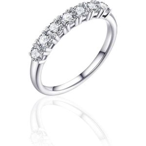 Jewels Inc. - Ring - Solitaire gezet met Zirkonia Stenen - 3.5mm Breed - Maat 50 - Gerhodineerd Zilver 925