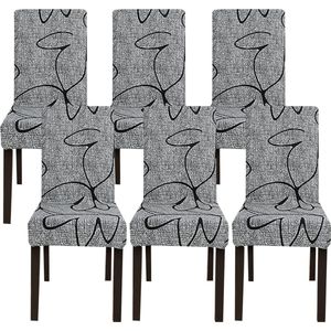 Stoelhoezen, 6 stuks, universeel, stretch stoelhoezen, 6-delige set, moderne, elastische, duurzame stoelhoezen voor eetkamer, banket, decoratie (grijze stijl, 6 stuks)