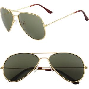 Fako Sunglasses® - Piloten Zonnebril - Pilotenbril - Piloot Zonnebril - Heren Zonnebril - Dames Zonnebril - Goud - Donkergroen