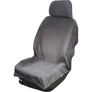 Badstof autostoelbeschermer voor voorstoelen | bestuurdersstoel hoes van katoen in grijs | handdoek autostoelhoes voor sport, werk, zomer en winter