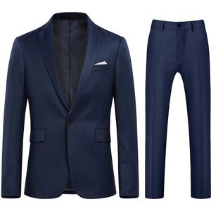 Allthemen Heren Tweedelig Pak - Klassieke Kraag en Enkele Knoop Pak - S