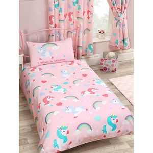 Peuter dekbedovertrek eenhoorns - 120 x 150 cm. - Eenhoorn dekbed - roze