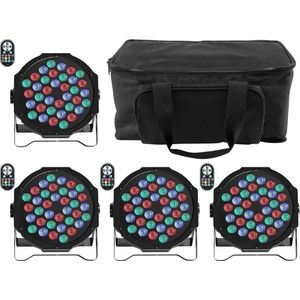 4 STKS LED Par Licht met Zak 72 W LED Spotlight RGB DMX Podiumlicht 7 Modi Party Lichteffecten met Afstandsbediening Voor DJ Disco Licht Bruiloft Kerst Podiumverlichting