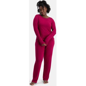Bamboo Basics Pyjama Set Dames Lange Mouw - Bordeaux Pyjamaset - Maat S - Pyjama Bamboe - Pyjamaset Dames Volwassenen
