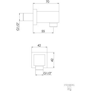 Steinberg serie 342 douche-aansluitbocht, 1/2\, 3421660S