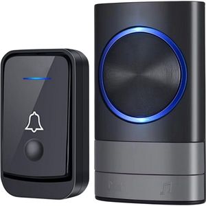 Goodivery® - Draadloze deurbel - Waterdicht - Outdoor Fabric met 52 beltonen - 4 volumes - Knipperende LED - Deurbel set - Draadloos bereik 400 m - Zwart