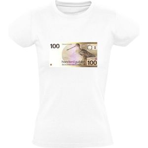 Briefje van 100 Gulden Dames T-shirt | geld | biljet | briefgeld | honderd | snip | munt