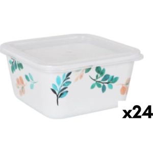 Vierkante Lunchtrommel met Deksel La Mediterránea Alba Melamine 11 x 11 x 5,5 cm (24 Stuks)