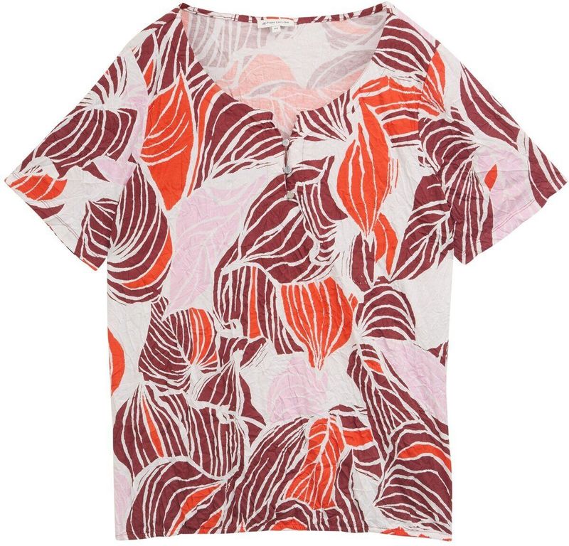 Tom Tailor - Crinkle T-shirt - Rood - 38010 - Dames Plus Size