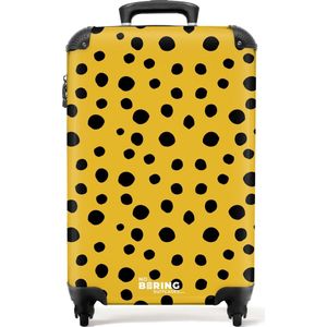 NoBoringSuitcases.com® - Handbagage koffer lichtgewicht - Reiskoffer trolley - Zwarte stippen op gele achtergrond - Rolkoffer met wieltjes - Past binnen 55x40x20 en 55x35x25