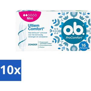 o.b. Tampons - ProComfort Mini - Voor Comfort en Makkelijke Bescherming - 16 Tampons - Bulkverpakking - 10 stuks