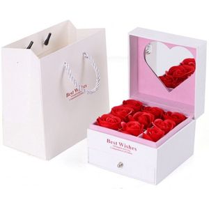 Een uniek sieradendoosje - Ideaal als cadeau - wit met rode rozen sierraden kistje - juwelendoosje