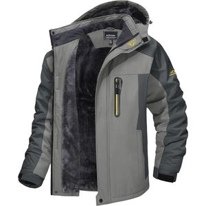 Heren Ski Jacket Waterdicht Winddicht Fleece Winterjas met Kap