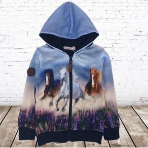 Vest met paarden lichtblauw -s&C-98/104-Meisjes vest