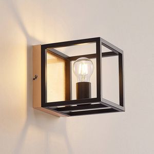 Lindby - wandlamp - 1licht - ijzer - H: 18 cm - E27 - goud, zwart