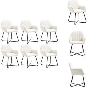 vidaXL Eetkamerstoelen - Set van 6 - Crème - 61 x 61 x 84 cm - Stof - Gepoedercoat stalen poten - Eetkamerstoel